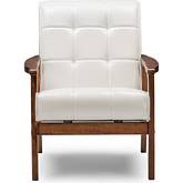 Masterpieces Club Accent Chair in Tufted White Leatherette